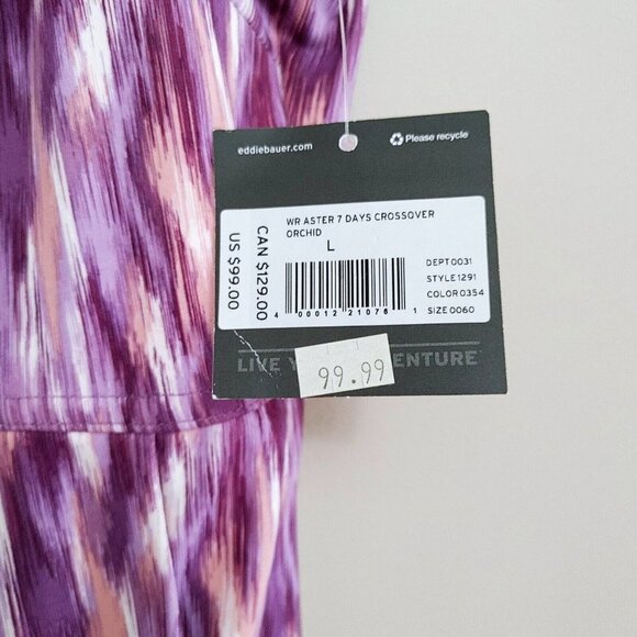 Eddie Bauer Wrap Dress V Neck Sleeveless Tie Dye Women's  Large NEW - Picture 3 of 5